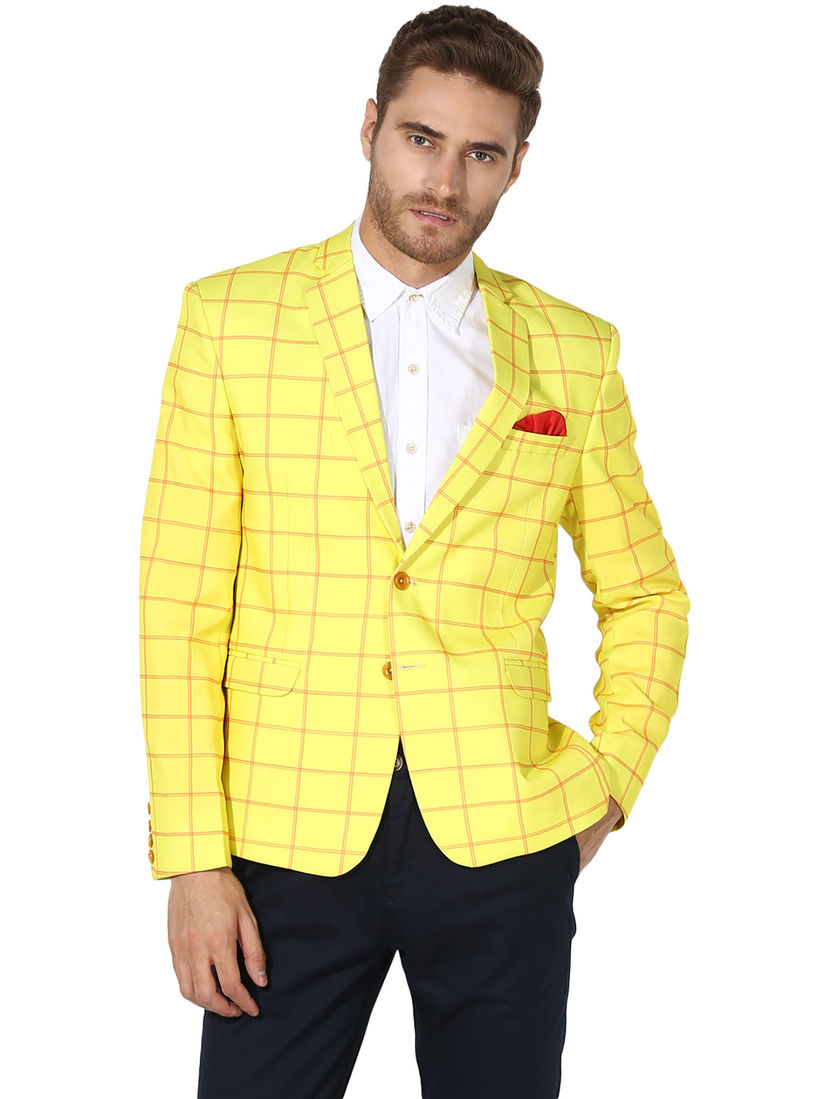 yellow check blazer