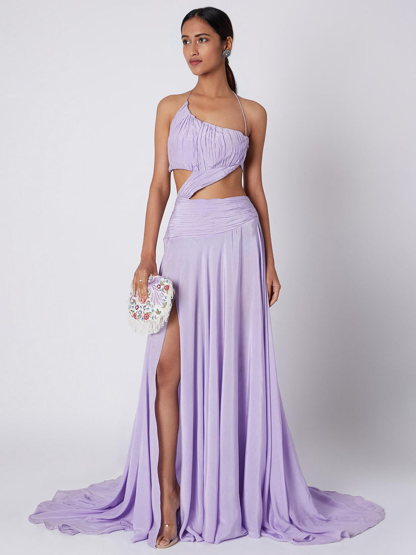 one shoulder gown