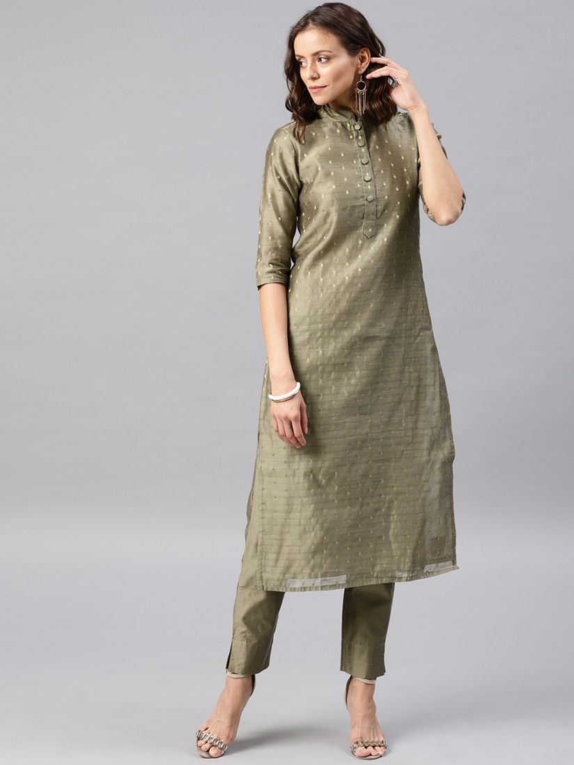 Desi Weavess Kurtis Kurtas and Tunics : Buy Desi Weavess Gold Chanderi Silk  Kurta With Chinese Collar Online | Nykaa Fashion.