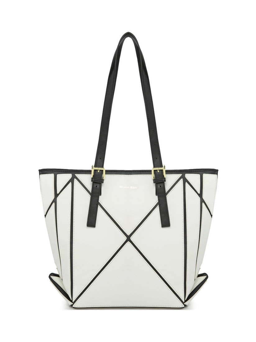 Diana Korr Tote Bags White Lattice Geometric Print Bag Online Nykaa Fashion Diana Korr Tote Bags
