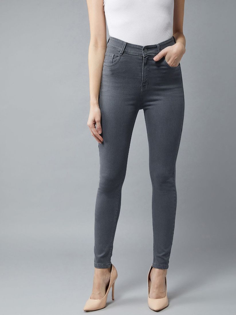 gray high rise jeans