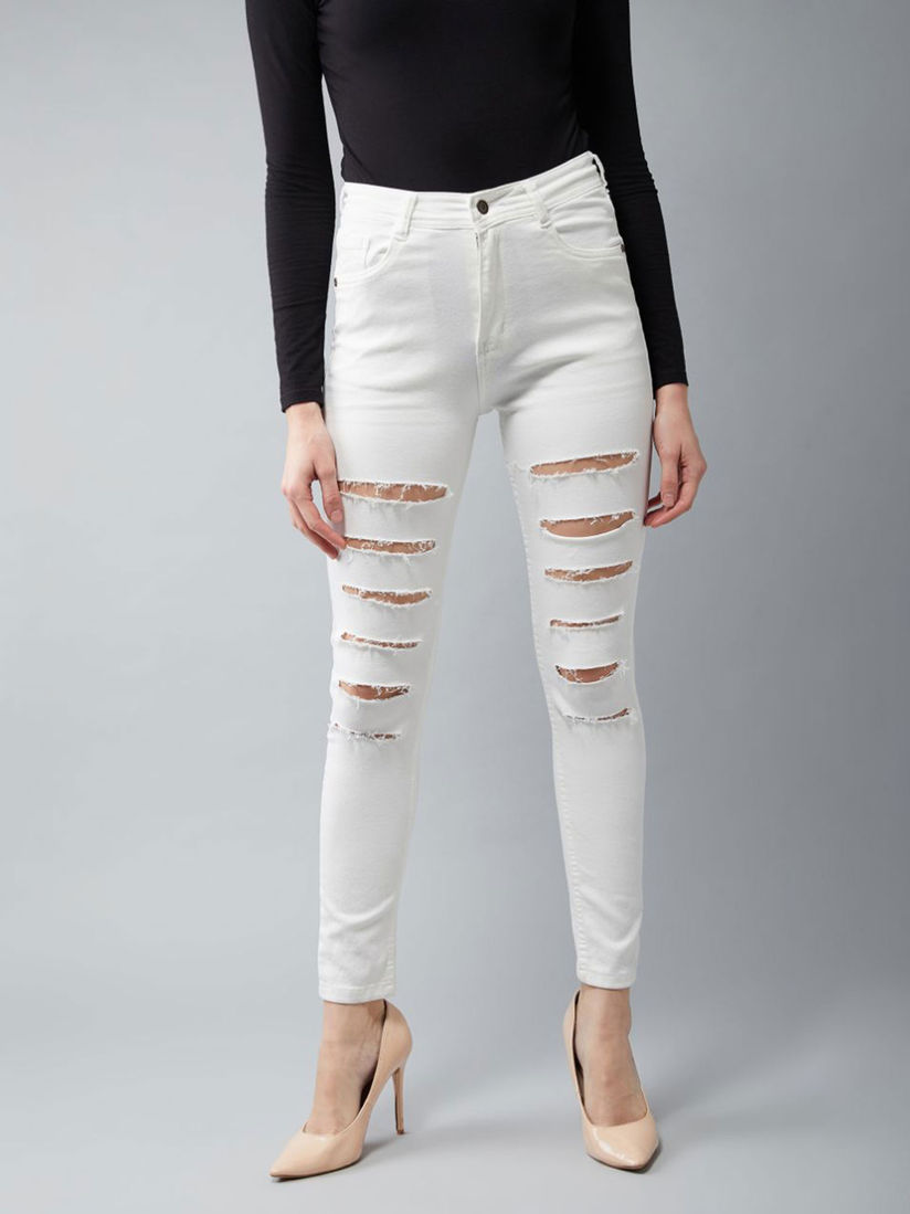 White skinny ripped jeans clearance