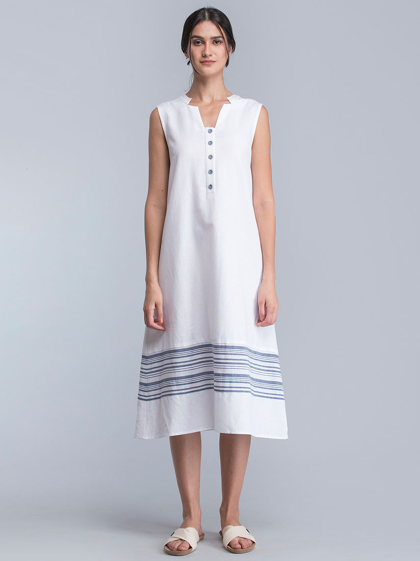 Linen midi dress sleeveless Clearance