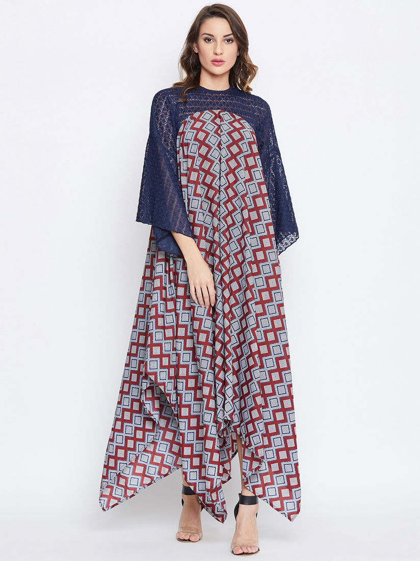 The Kaftan Company Dresses Buy The Kaftan Company Multi Color Quadra Illusion Laced Drape Kaftan Dress Online Nykaa Fashion