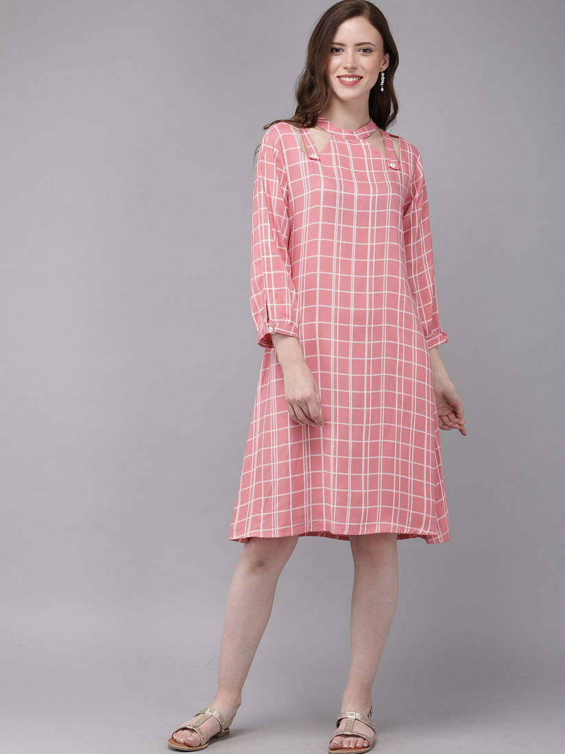 pink checkered dress