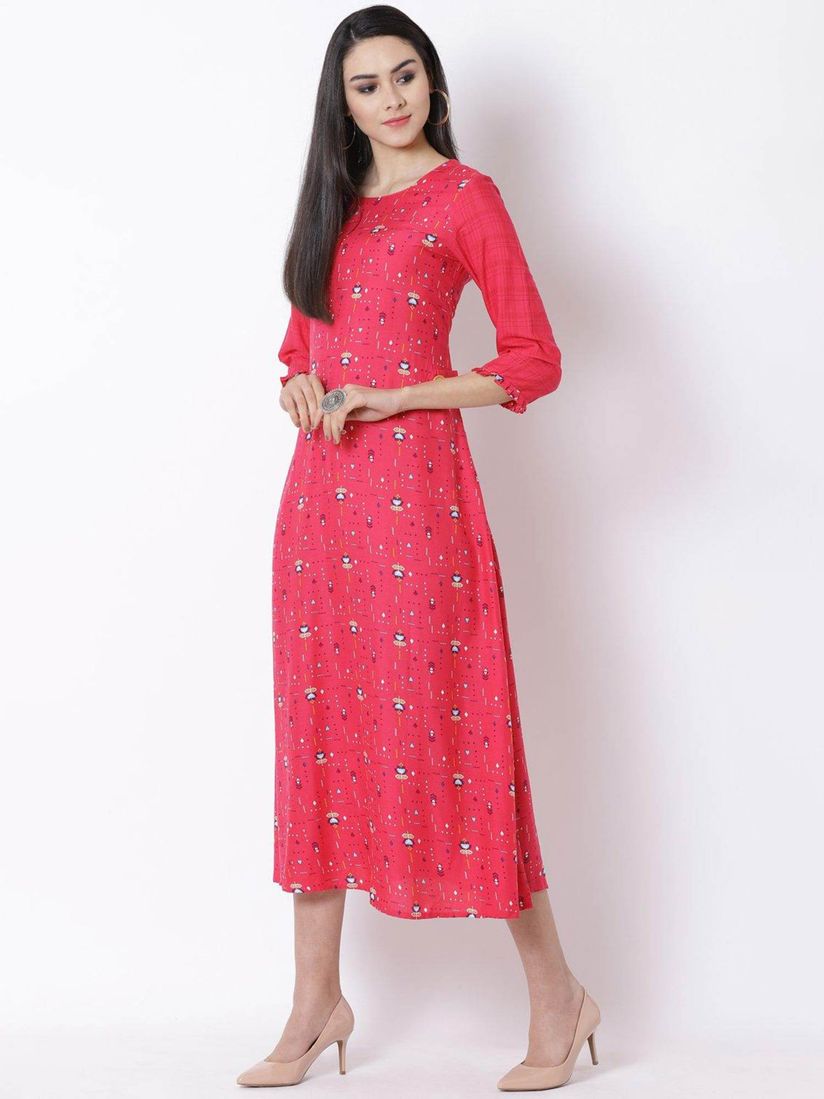 Rangriti pink viscose midi dress Clearance
