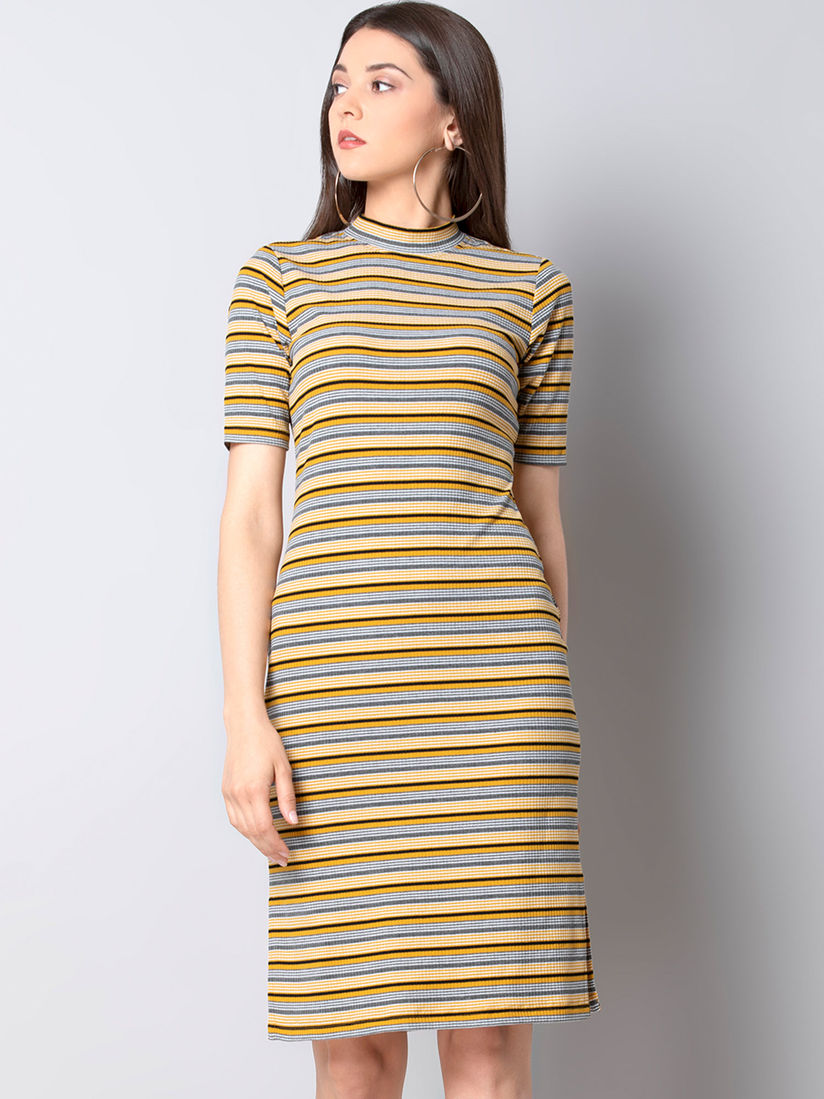 one piece dress in yellow colour