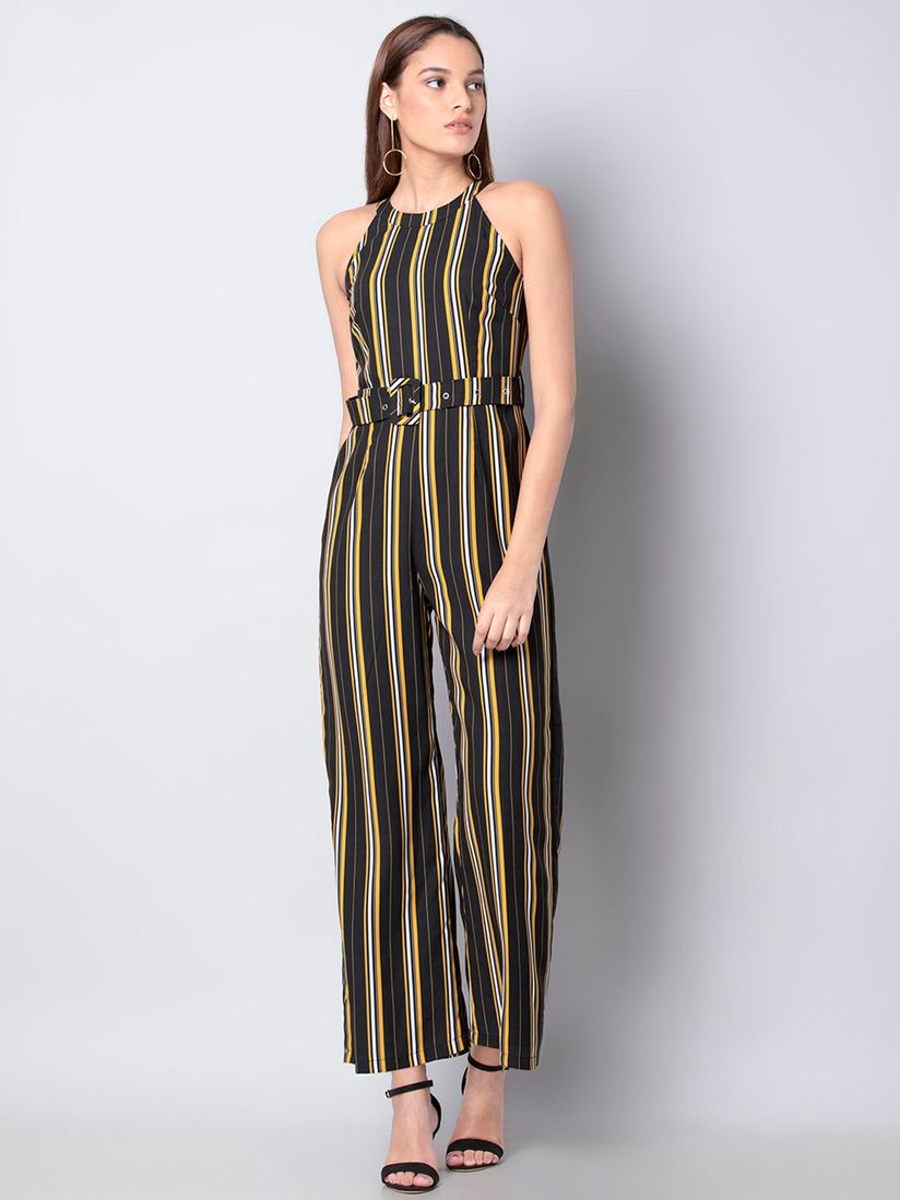 striped yellow jumpsuit