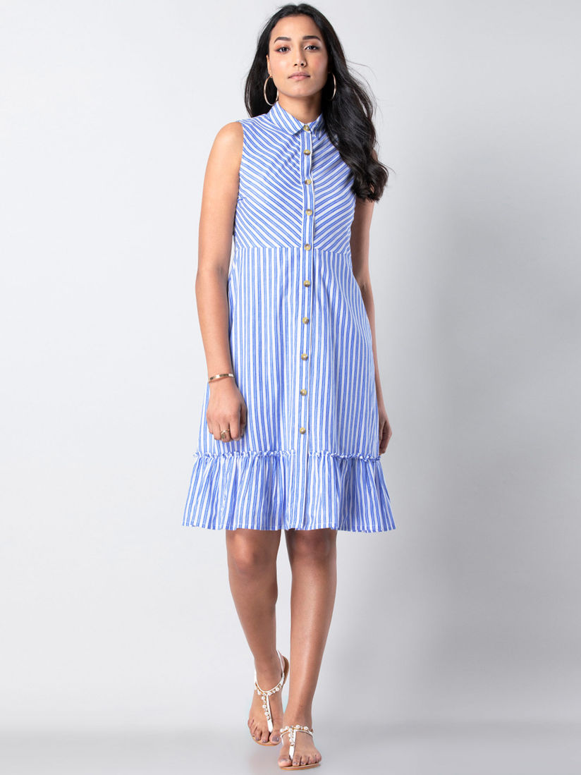 button down knee length dress