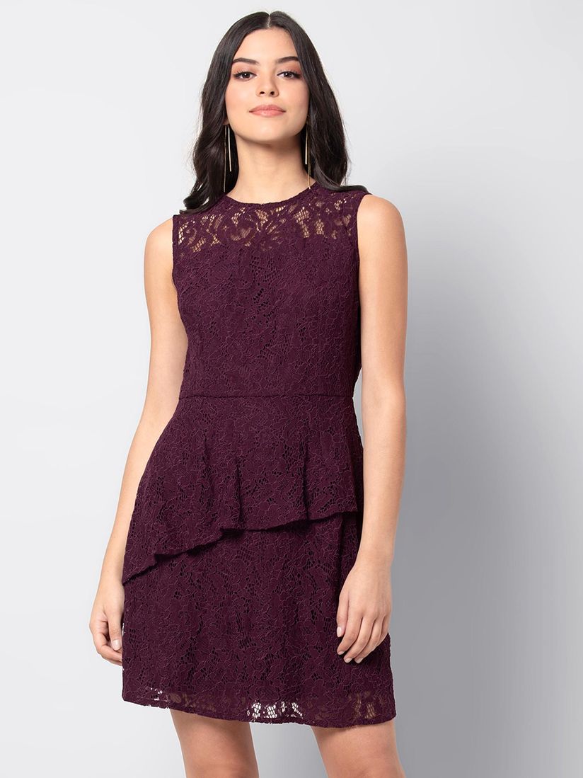 wine lace midi dress
