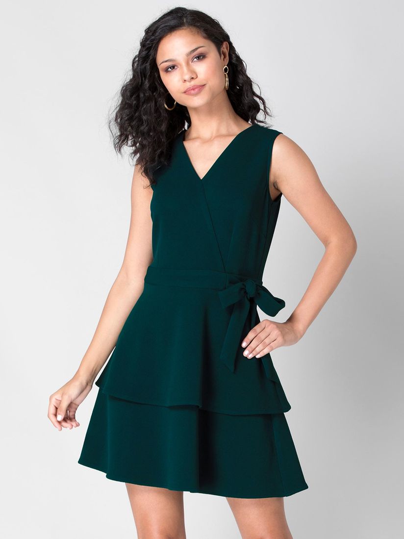 bottle green skater dress