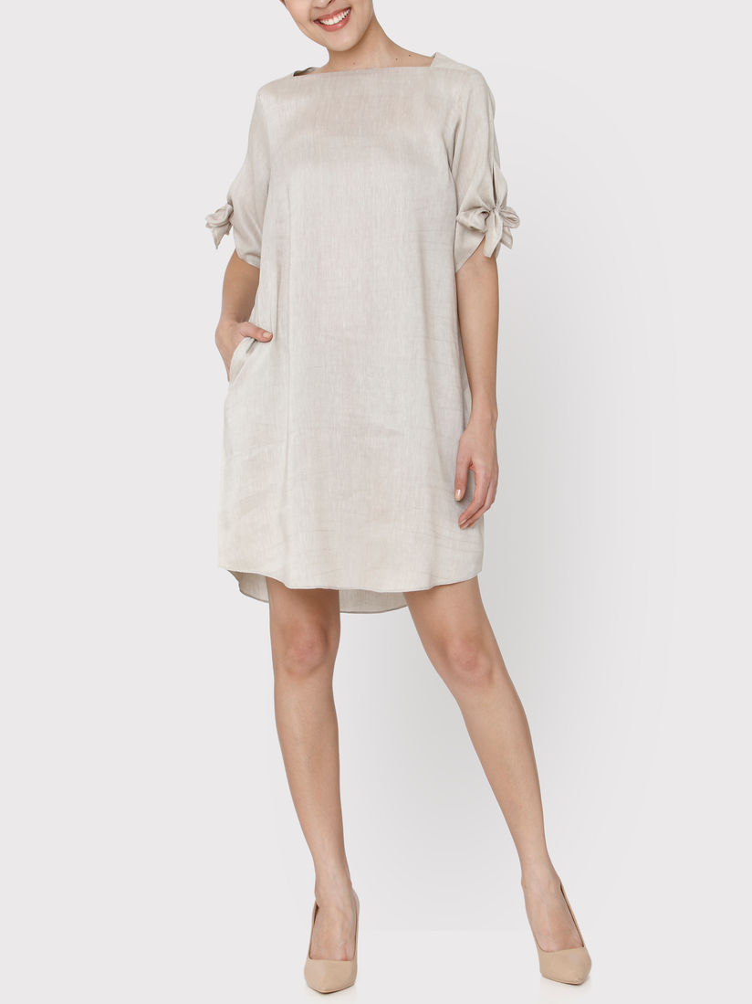 light grey linen dress