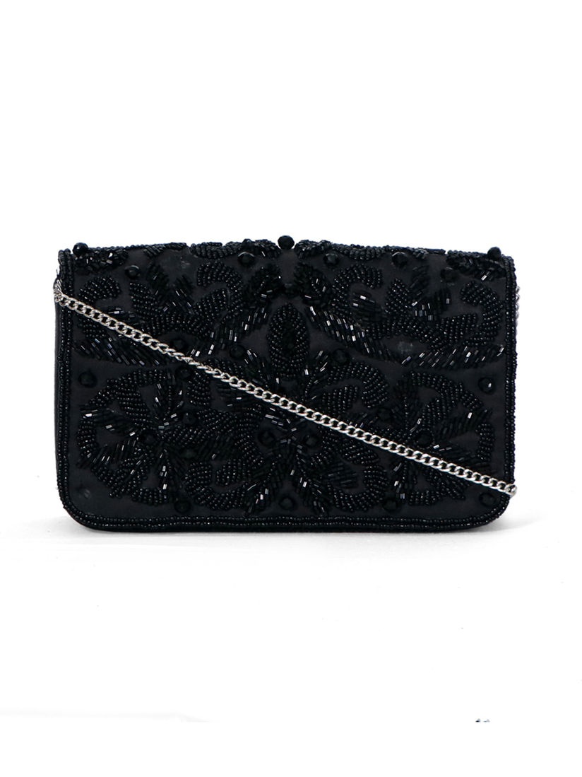 black sequin clutch bag