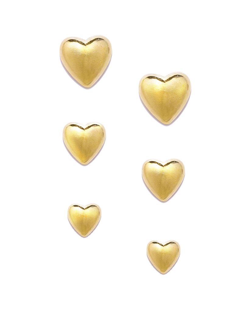 Oomph Earrings Buy Oomph Gold Delicate Heart Shape Stud Earrings Set Of 3 Online Nykaa Fashion
