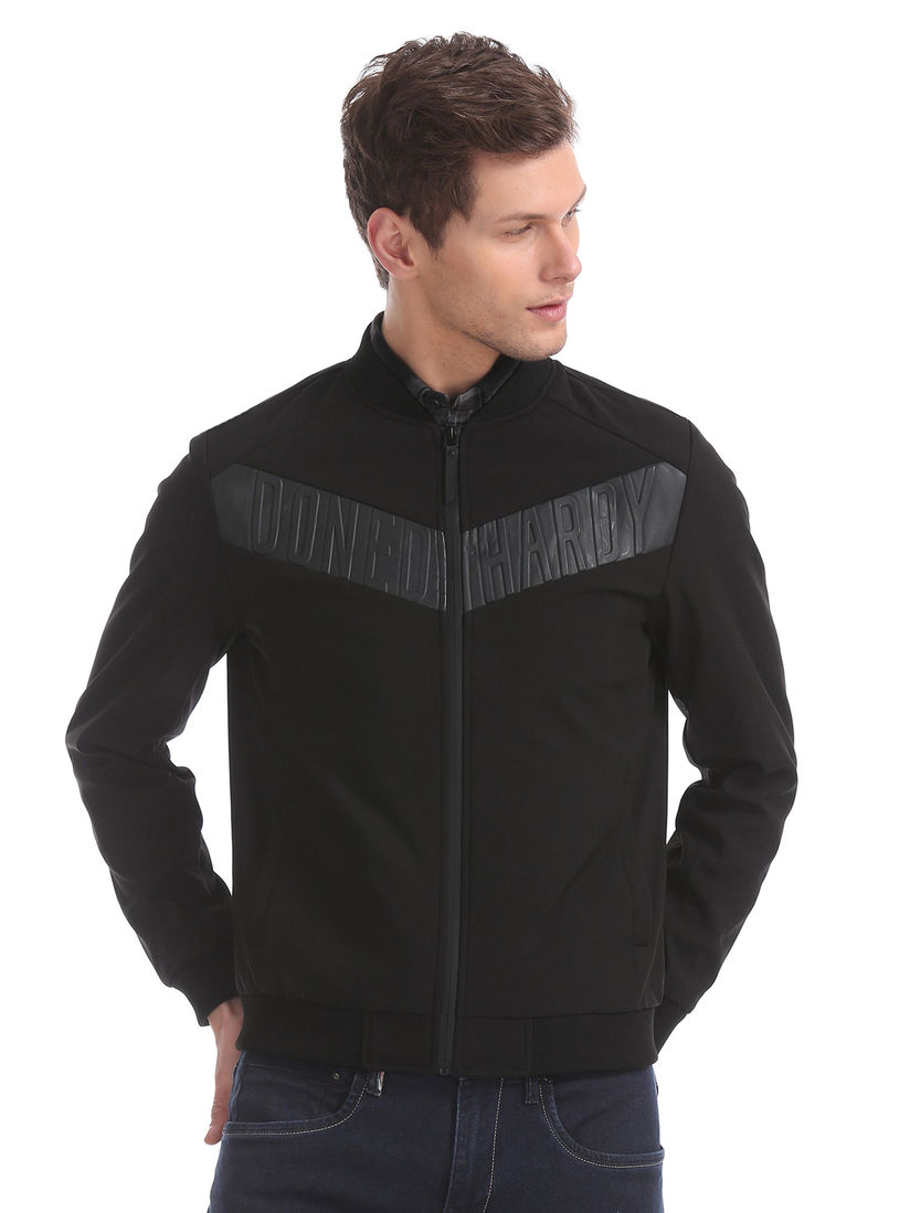 black solid bomber jacket