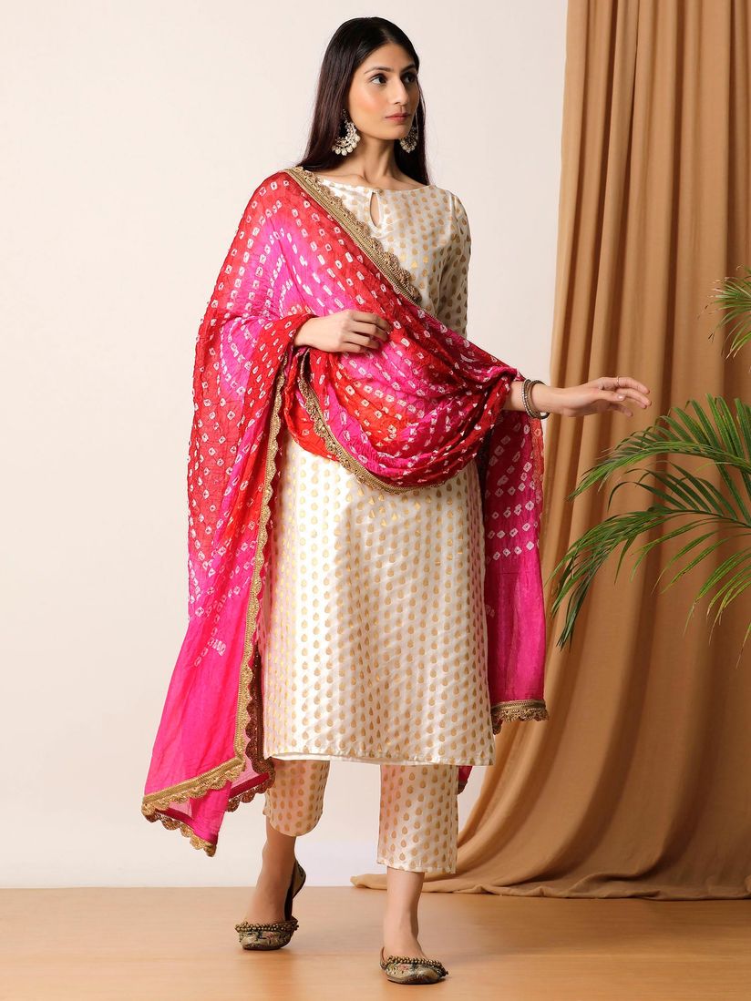 Empress Pitara Salwar Suits And Sets Buy Empress Pitara Ivory Brocade Kurta And Pant With Bandhani Dupatta Set Of 3 Online Nykaa Fashion Pantsing in this sense may be used as an initiation rite, a punishment.