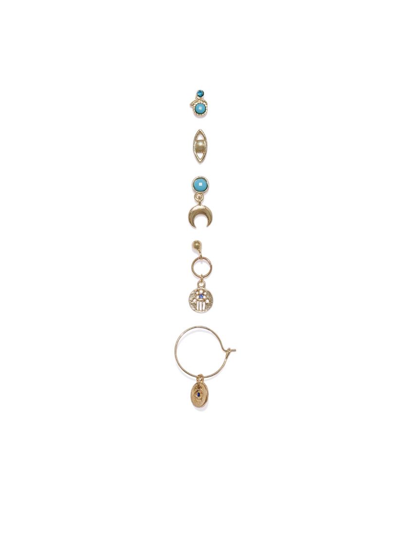 Oomph Earrings Buy Oomph Gold Tone Hamsa Fatima Evil Eye Beads Ear Stud Earring Set Of 5 Online Nykaa Fashion Great news!!!you're in the right place for aesthetic outfit. nykaa fashion