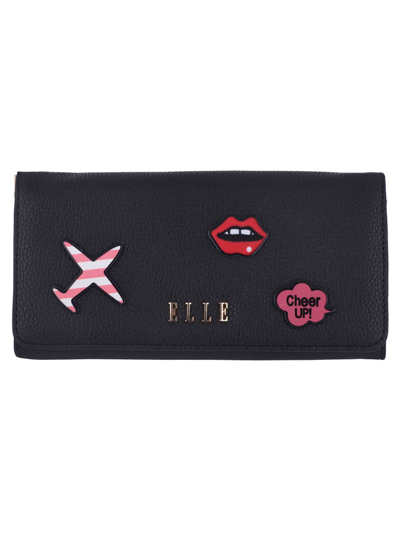 Elle Wallets Buy Elle Black Patterned Wallet Online Nykaa Fashion