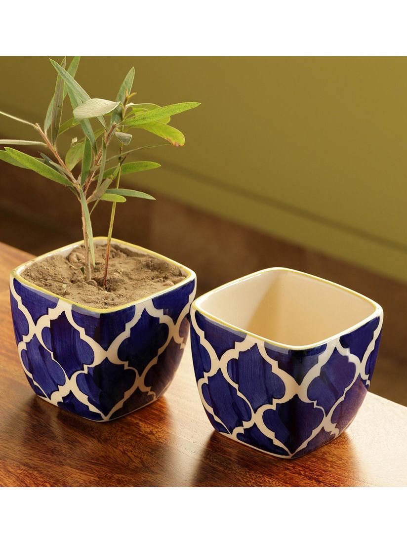 Small Moroccan Ceramic Blue Geometric Blue Handpainted & Handcrafted Small Moroccan Ceramic Blue Geometric Blue Handpainted & Handcrafted