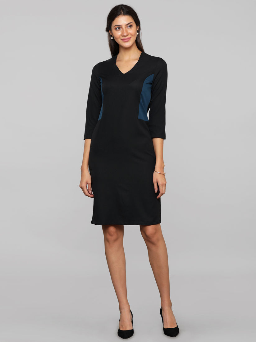 black knee length shift dress