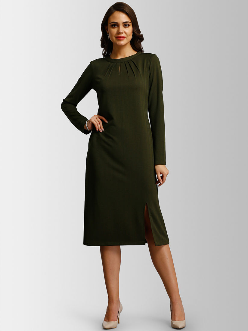 round neck midi dress