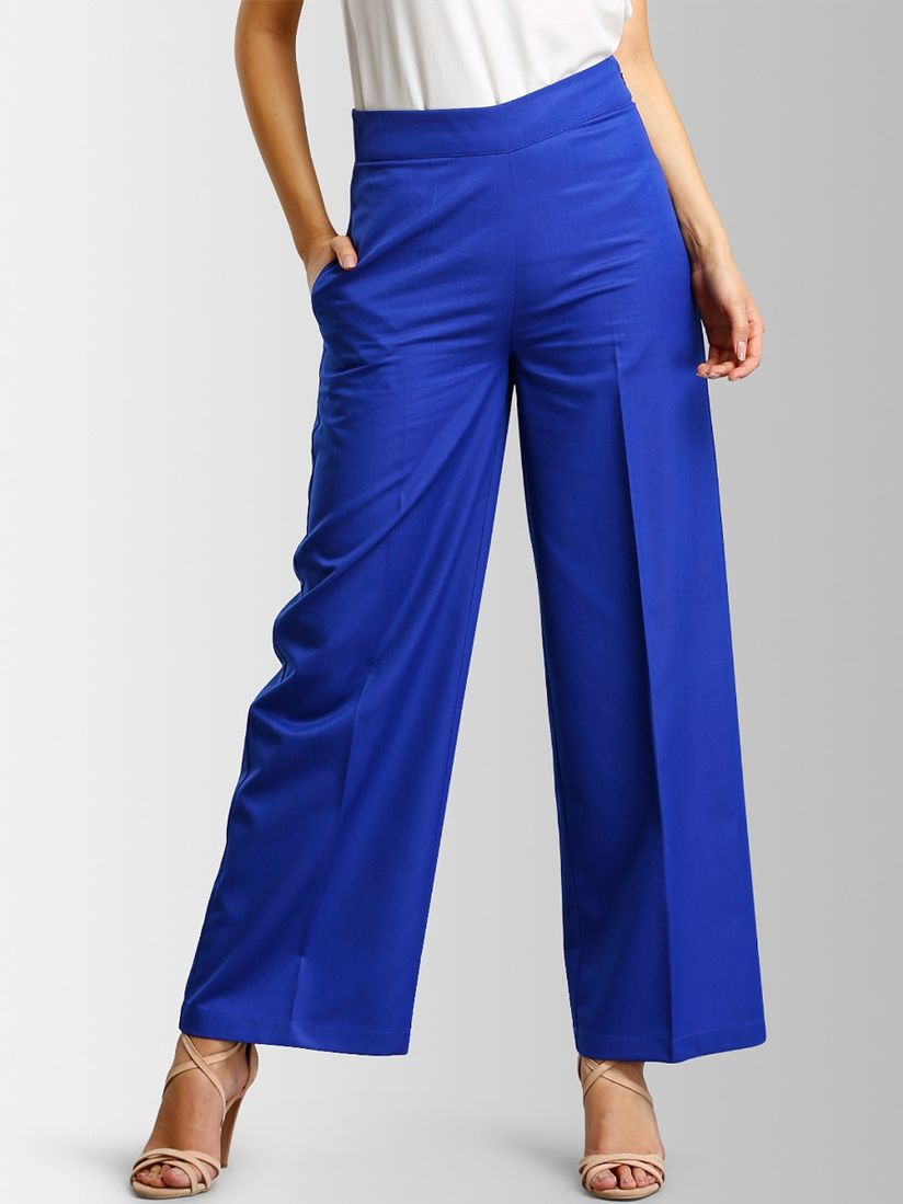 Cobalt blue wide leg trousers clearance