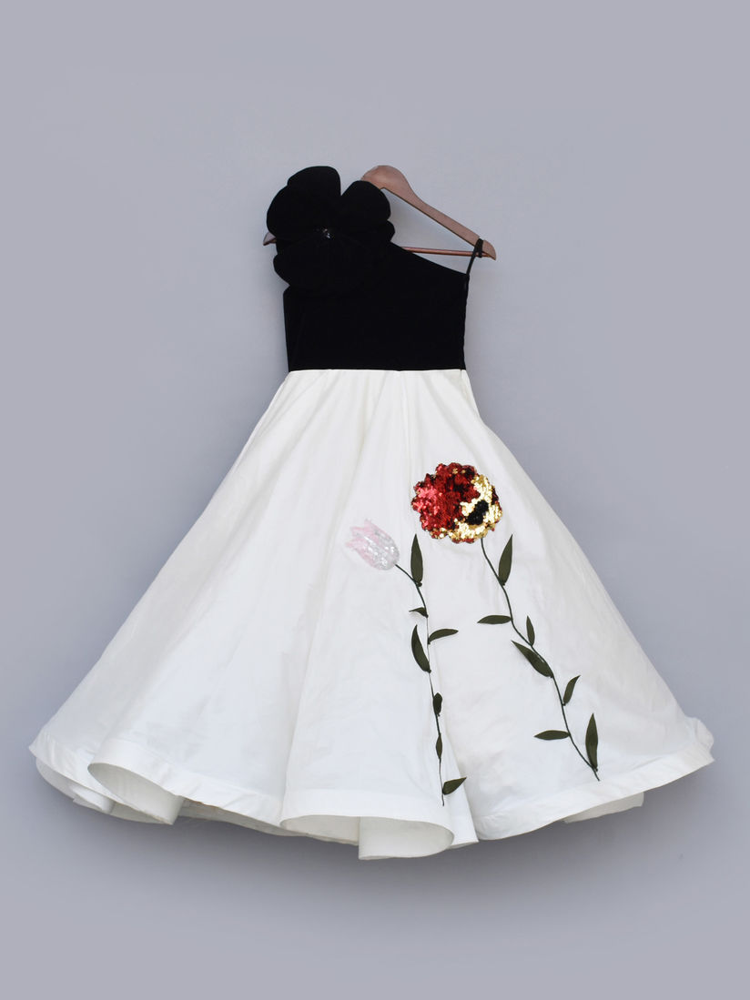 one shoulder flower dress