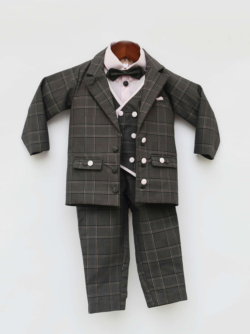 gray check coat pant