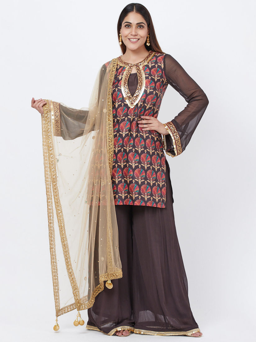 short kurtis with palazzo pants