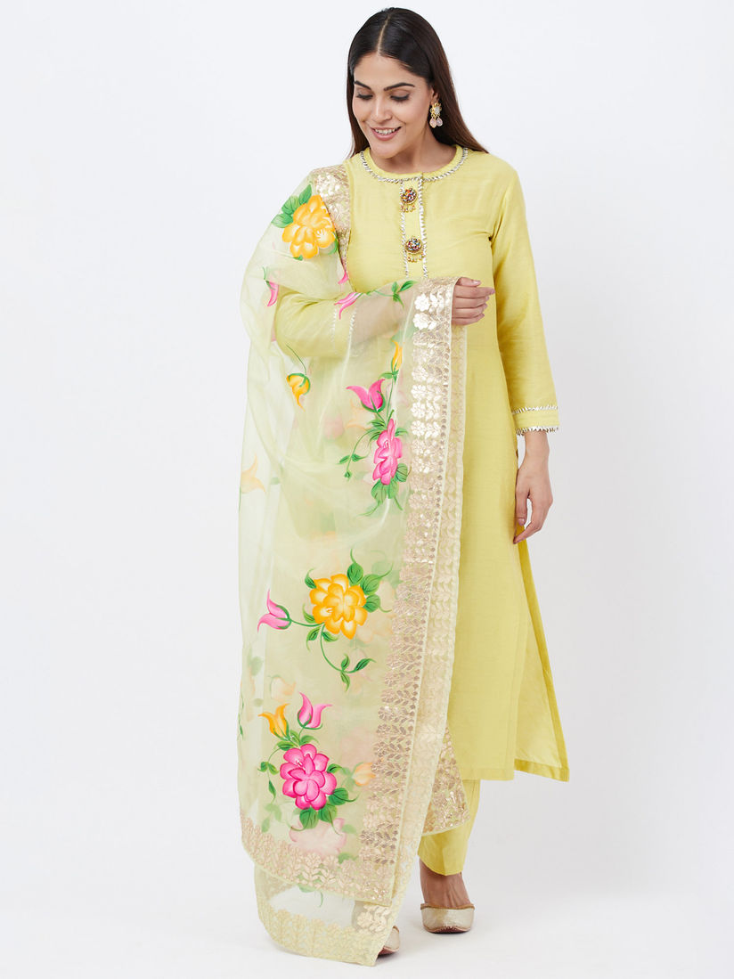 Anokherang Salwar Suits And Sets Buy Anokherang Yellow Gotta Straight Kurti With Straight Pants With Organza Dupatta Set Of 3 Online Nykaa Fashion Genuine products, easy returns, best pricing. anokherang anokherang yellow gotta straight kurti with straight pants with organza dupatta set of 3