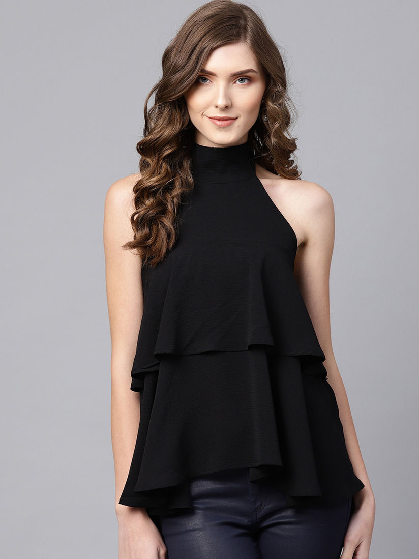 black halter top shirt
