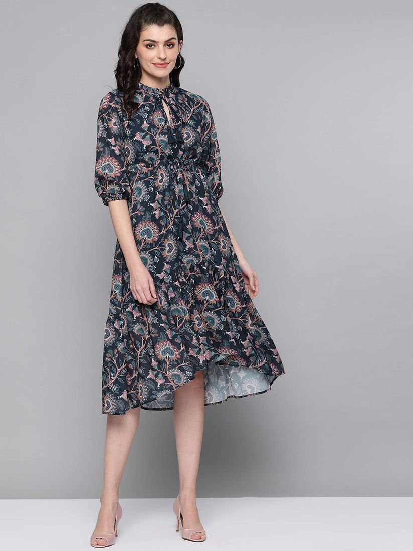 Femella Dresses Buy Femella Multi Color Indie Floral Tiered Midi Dress Online Nykaa Fashion