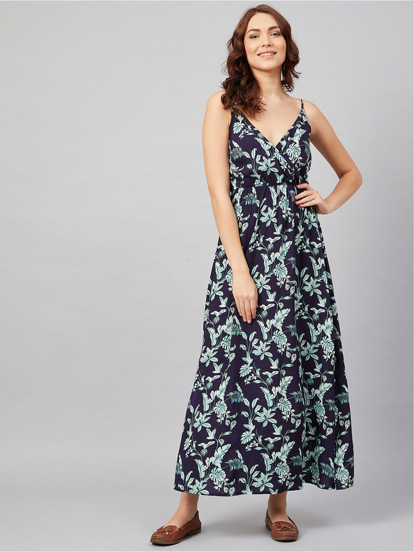 blue strappy maxi dress