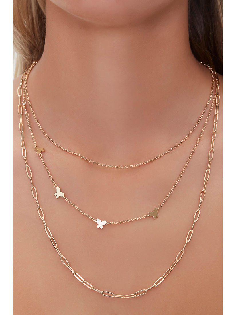 Download Forever 21 Necklaces And Chokers Buy Forever 21 Butterfly Charm Layered Necklace Set Of 3 Online Nykaa Fashion