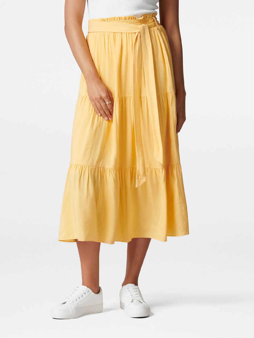 Yellow tiered skirt clearance