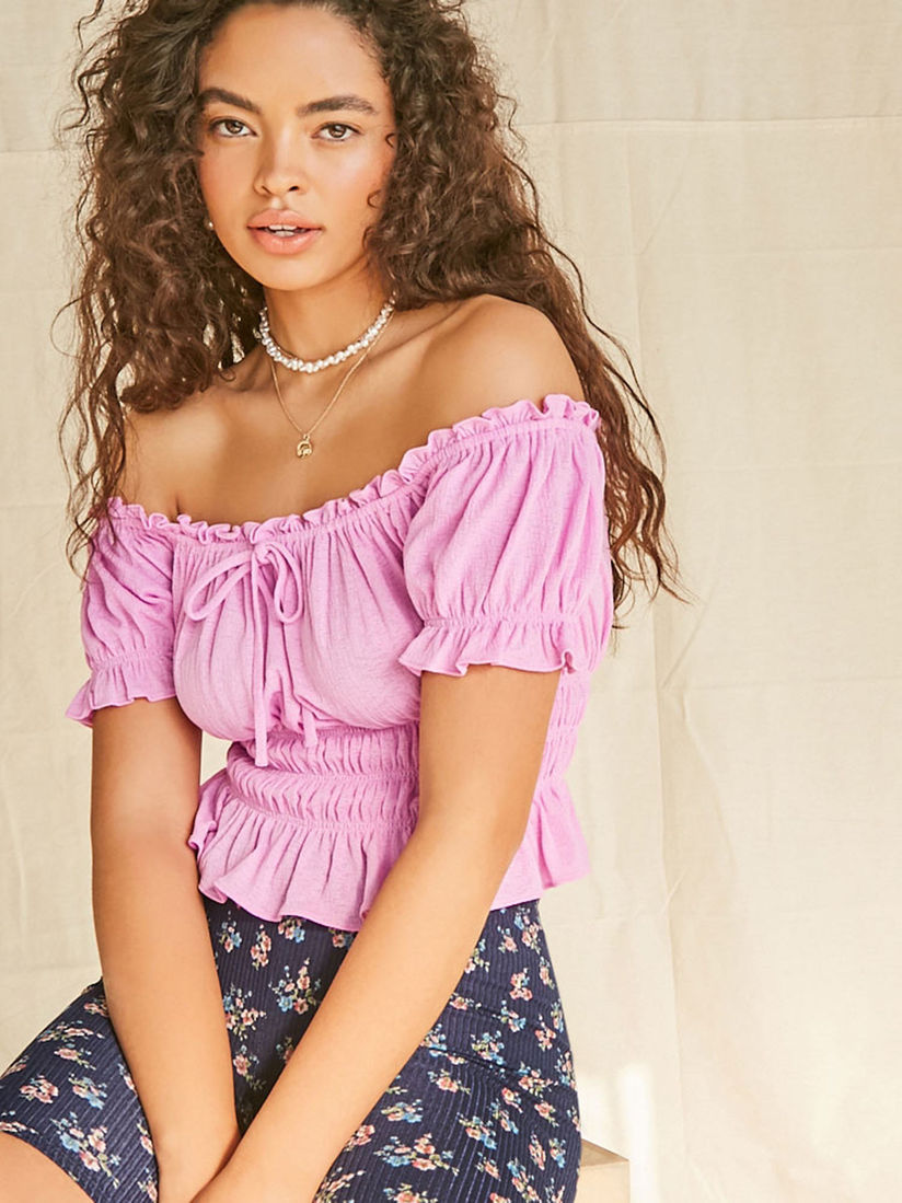 woven top off shoulder forever 21