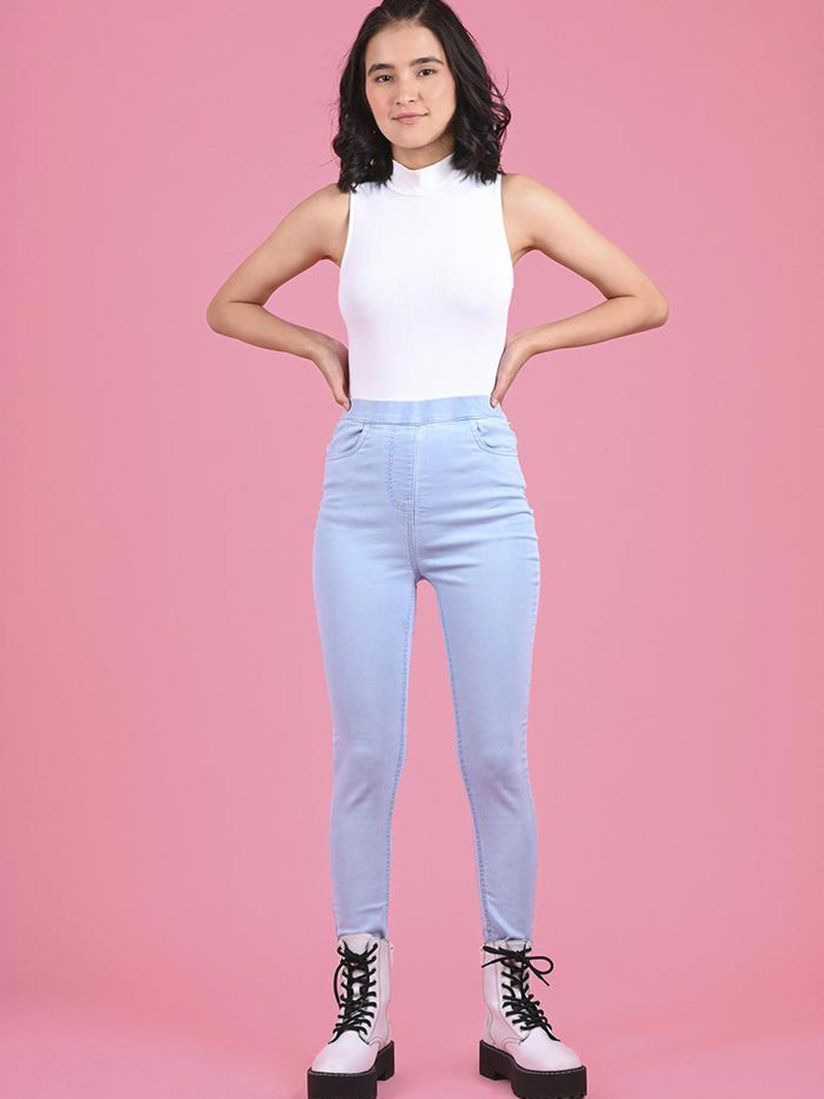 Freakins Jeans And Jeggings Buy Freakins Sky Blue Jeggings Online Nykaa Fashion