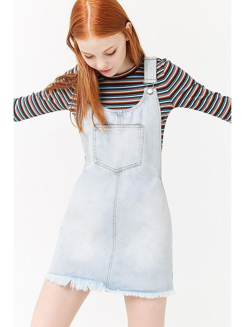 Denim overall dress white clearance