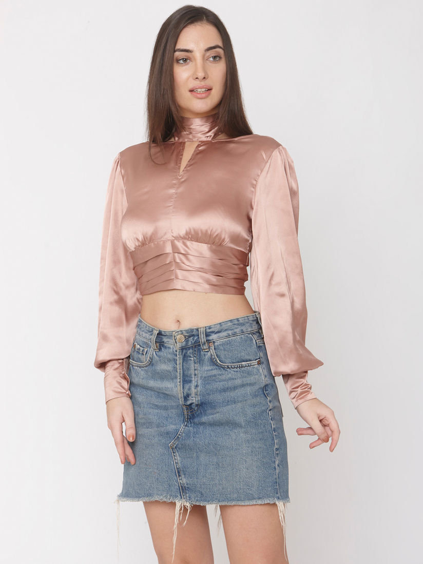 rose gold satin blouse