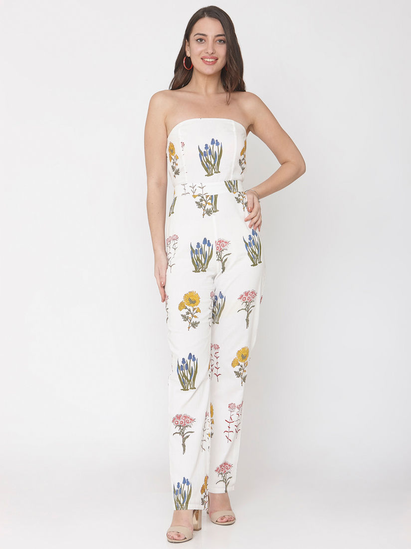 Floral cotton jumpsuit womens clearance