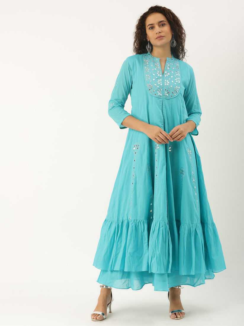 turquoise embroidered dress