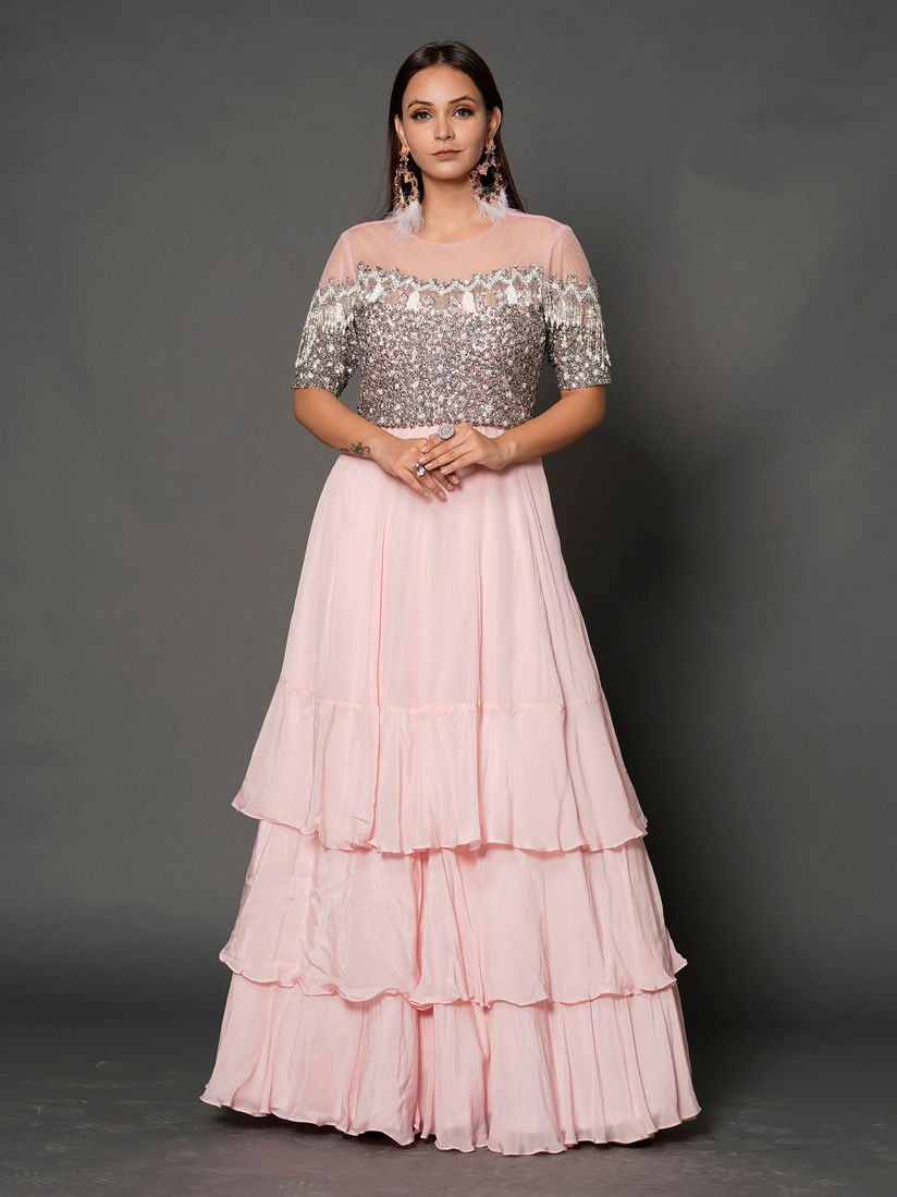 Latest ruffle gown clearance