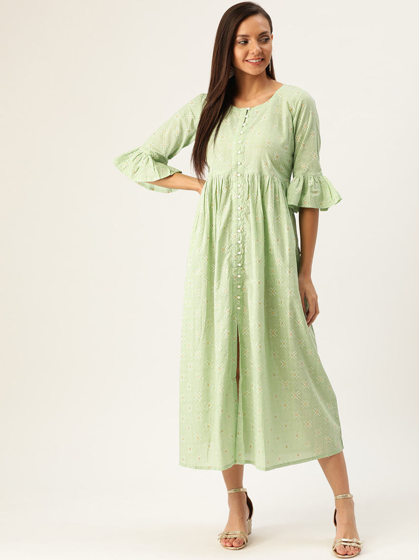 green cotton maxi dress