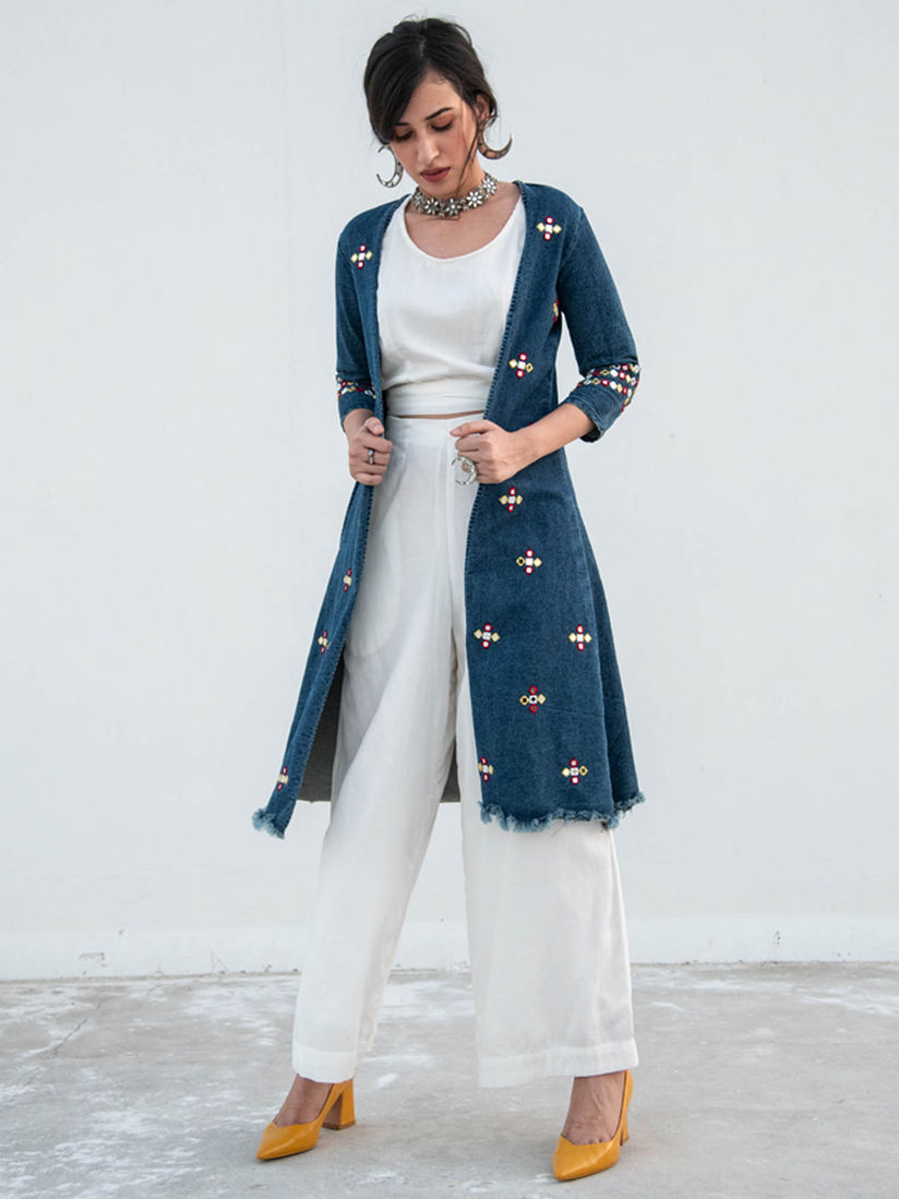 Gulaal Coats And Jackets Buy Gulaal Blue Solid Jacket Online Nykaa Fashion