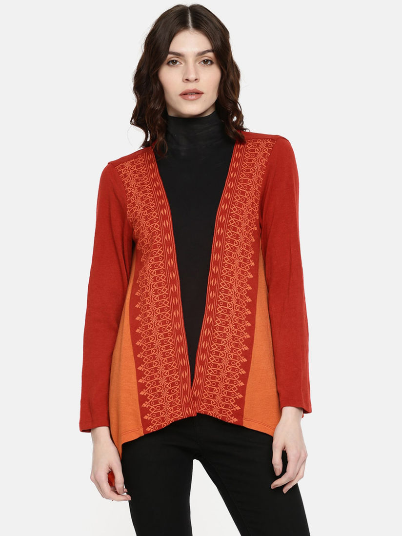 Global Desi Ethnic Jackets Buy Global Desi Rust Self Design Shrug Online Nykaa Fashion Long shrug global desi indian designer wear long a line indian wear indian fashion your style wrap dress ready to wear.