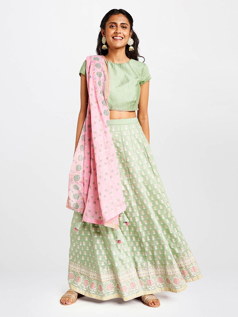 Global Desi Lehengas Buy Global Desi Green Lehenga With Blouse Dupatta Set Of 3 Online Nykaa Fashion Bringing luxury indian fashion at your fingertips. global desi green lehenga with blouse dupatta set of 3