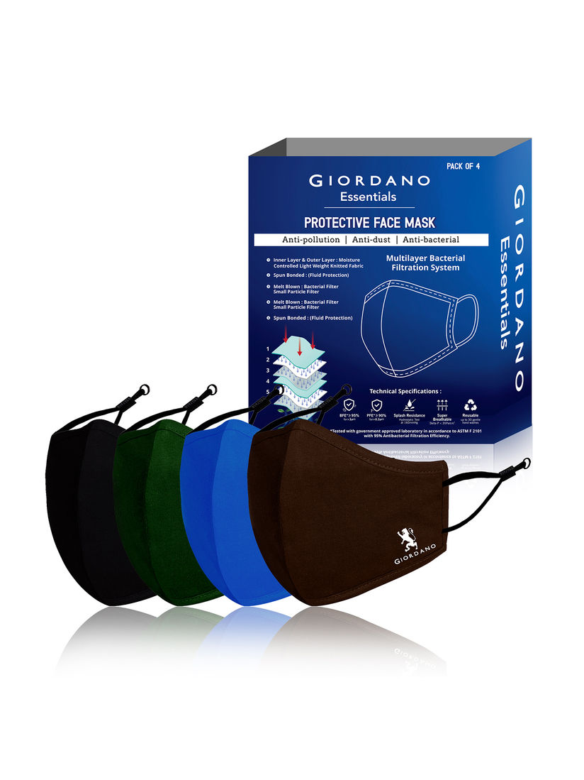 Giordano Health Essentials Buy Giordano Multi Color Anti Pollution 6 Layer Reusable Outdoor Mask Pack Of 4 Online Nykaa Fashion