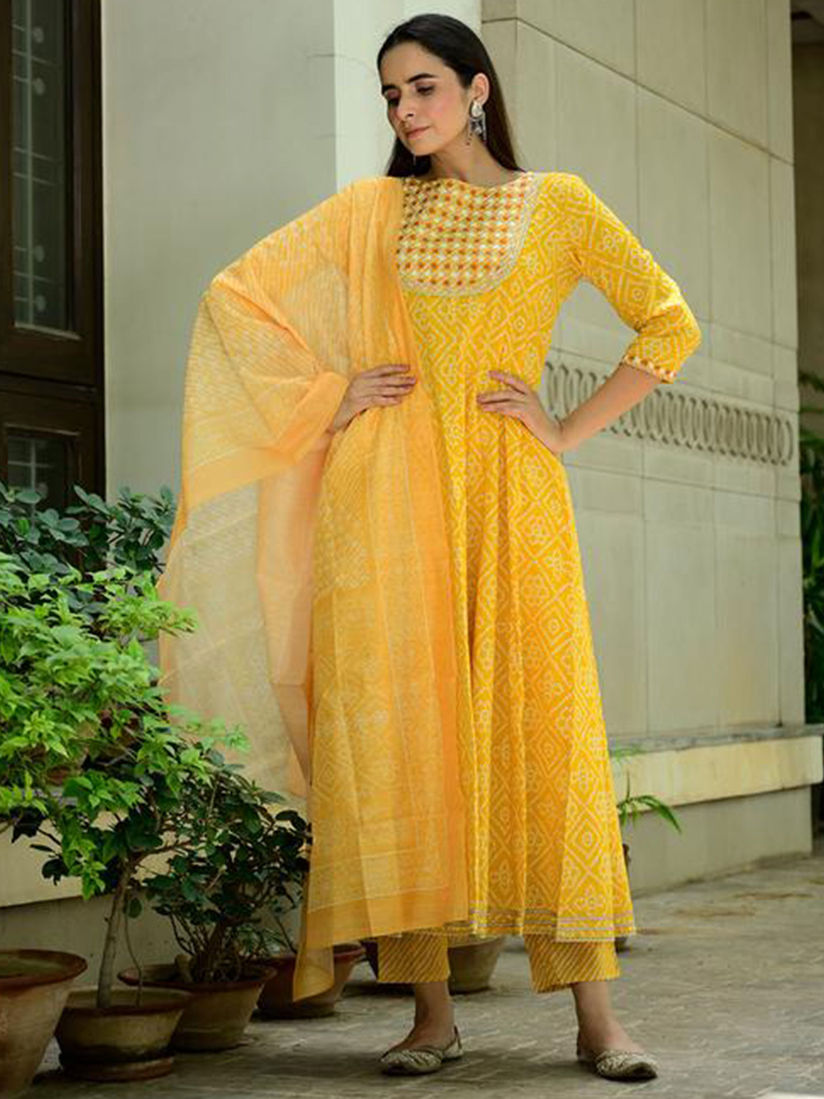 yellow anarkali suits