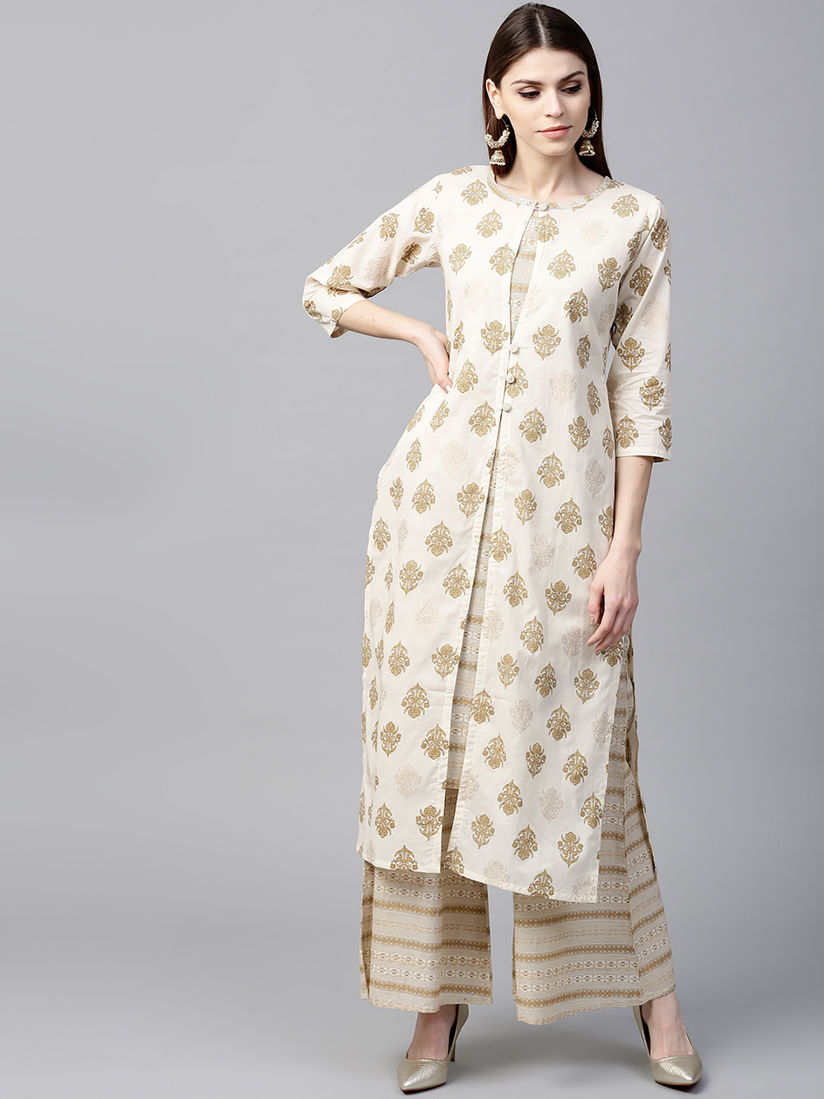 Gerua Salwar Suits And Sets Buy Gerua Off White Printed A Line Double Layered Kurta And Printed Palazzo Set Of 2 Online Nykaa Fashion It has bright cartoon of the pixar car a magnificent and graceful three layered living room curtain set. gerua off white printed a line double layered kurta and printed palazzo set of 2