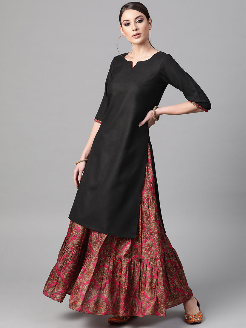 Black kurta with skirt clearance